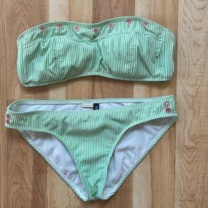 Sperry Bikini Medium bathing suit green & white stripe